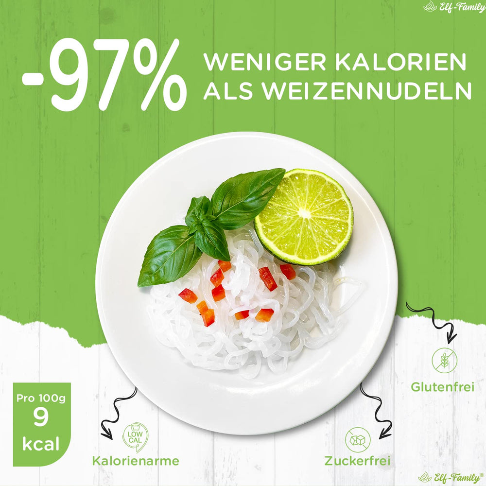Elf-Family 6 boîtes (12 pièces) de nouilles shirataki de konjac biologiques ultra faibles en glucides végétaliennes sans gluten - 1,62 kg, sans glucides/céto/faible en calories/sans gras/sans sucre nouilles instantanées - Spaghetti et fettuccine