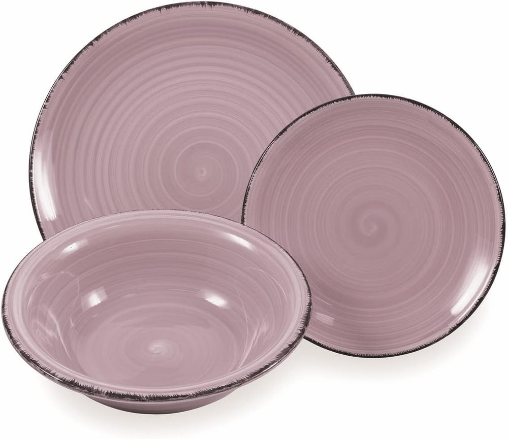 2197966 Service de table Baita Aquarelle, 18 pièces, grès peint à la main, 6 plateaux différents