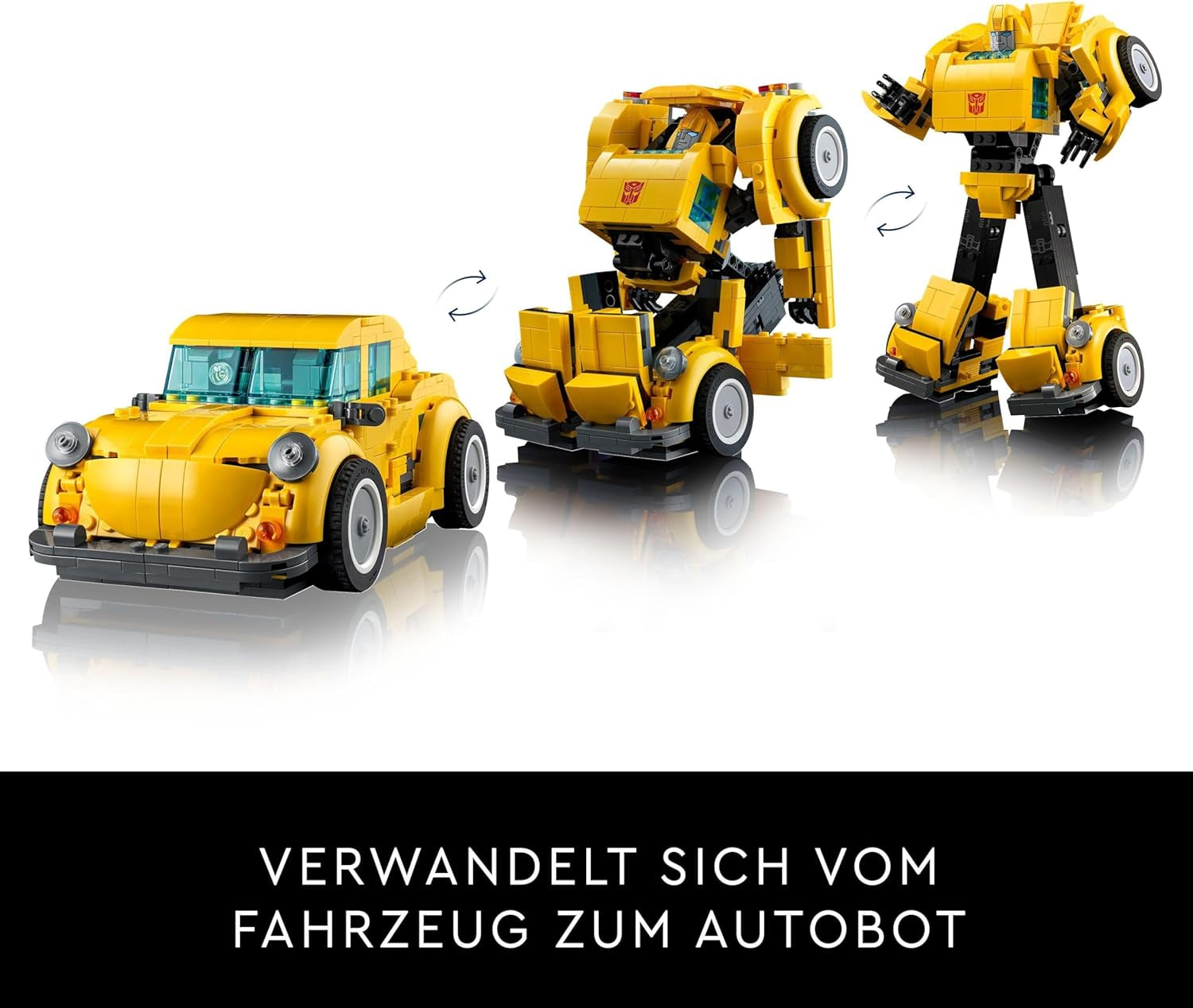 LEGO Icons Transformers Bumblebee, figurine robot à collectionner pour adultes, ensemble de construction de film pour les fans de science-fiction, peut être transformé en voiture, jouet d'aventure 10338 Ensembles de construction Besuche den LEGO-Store