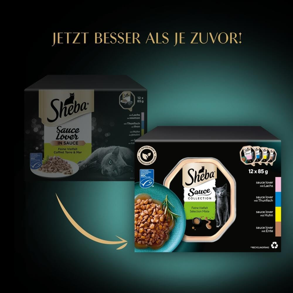 Colecție de sosuri Sheba Tray Multipack, varietate fină MSC, 4x12x85g