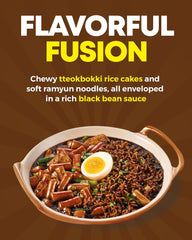 NONGSHIM Rapokki (Jjajang, 400 ml) – cuisine de rue coréenne authentique, ramen et gâteaux de riz, haricots noirs ; rapide et facile à préparer, prêt en 4 minutes