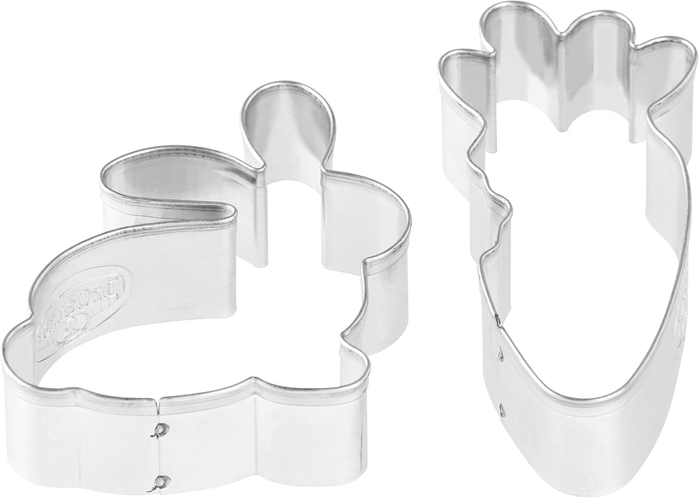 Dr. Oetker Moule à biscuits « Lapin et carotte », Série « Golden Easter » Moule à biscuits et biscuits (Couleur : Argent), Quantité : 2 pièces