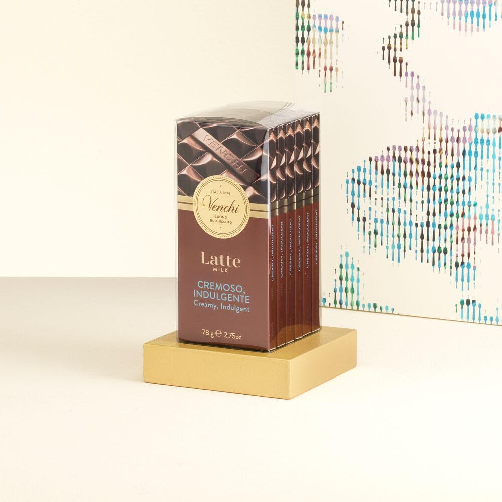 Venchi - Lot de 6 Barres de Chocolat au Lait Assorties, 468g - Sans Gluten - Idée Cadeau