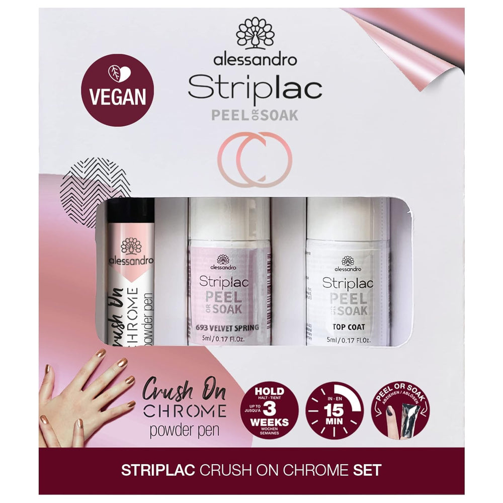 Set alessandro Striplac Peel ou Soak Silver Crush On Chrome – Des ongles parfaits en 15 minutes