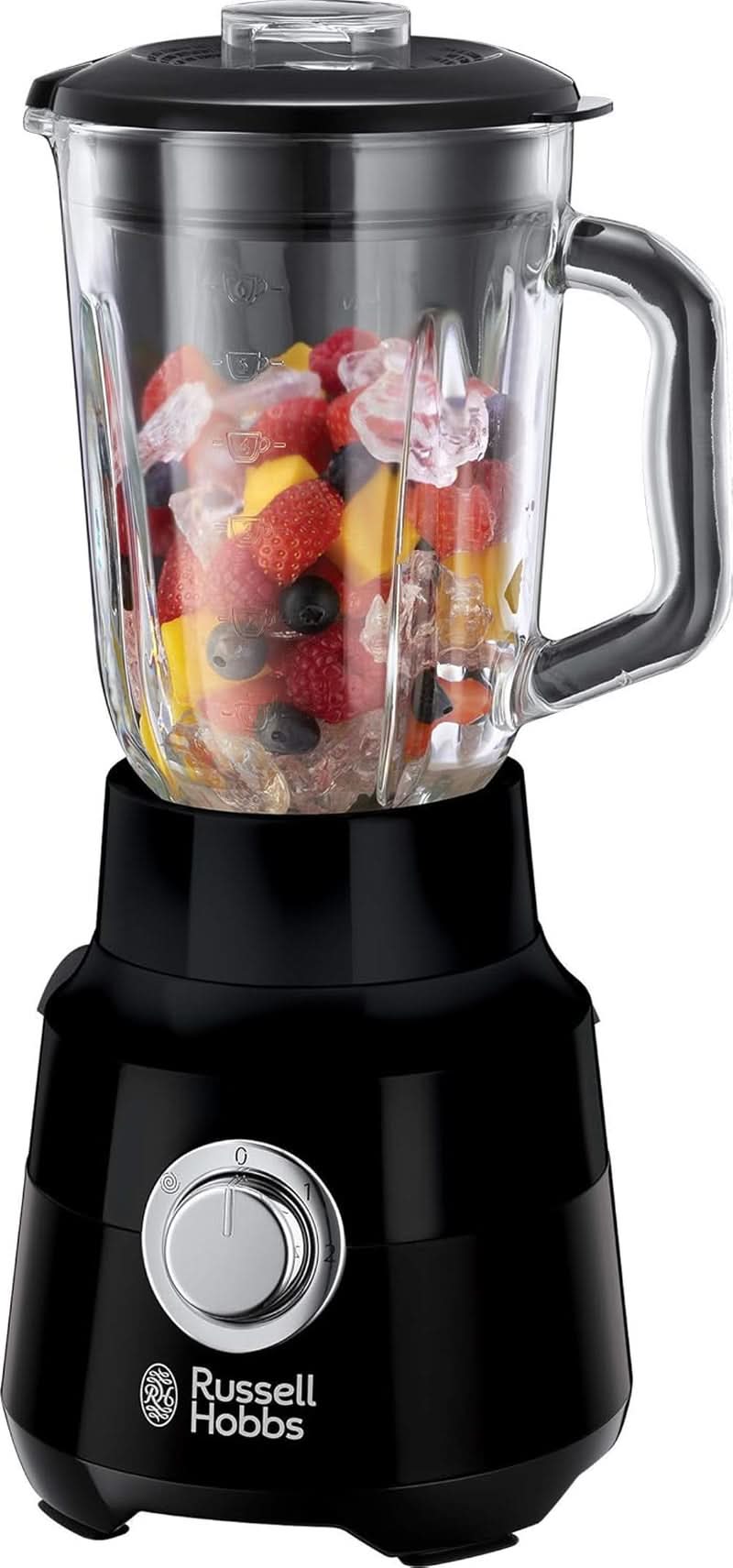 Russell Hobbs Standmixer [1,5L Glasbehälter] Matt Schwarz (Starker 0.9PS Motor, Impuls-/Ice-Crush-Funktion, Edelstahlmesser, Bpa-Frei Mixer, Elektrischer Zerkleinerer, Smoothie-Maker) 24722-56 Bucatarie Naty Shop Standmixer,Single