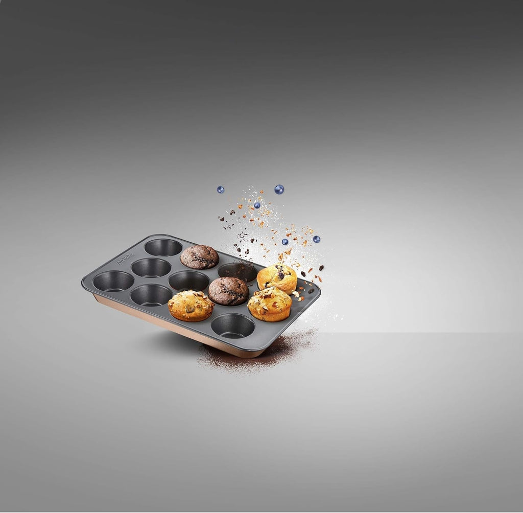 Tefal Airbake J2555014 Muffinform, Antihaftbeschichtung, Karbonstahl, Braun, 29 X 41 Cm Matrite si tavi pentru copt Naty Shop