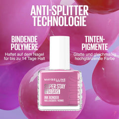 Maybelline New York Super Stay Ink Bonder 943 Outer Heaven - Vernis à ongles longue durée pour des ongles forts et une couleur intense, 12,3 ml