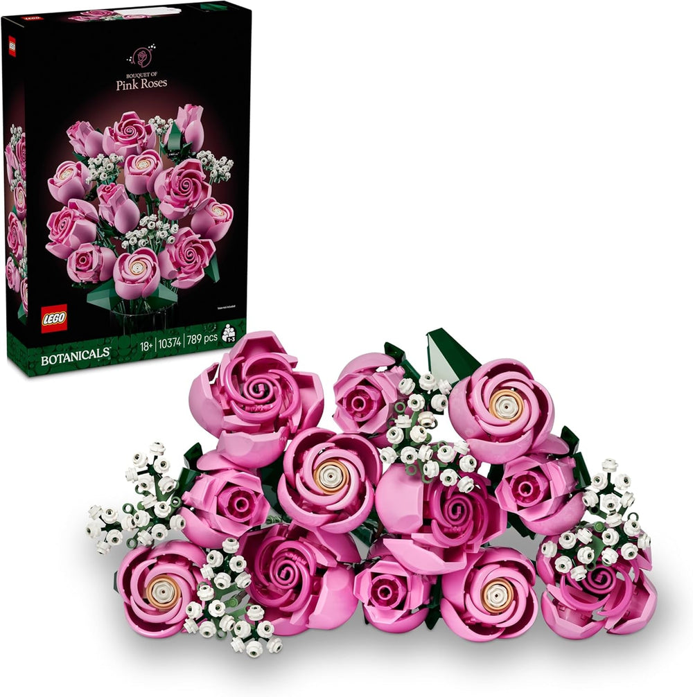 LEGO Botanicals Rosenstrauß - Set aus Kunstblumen für Erwachsene - mit 12 künstlichen Rosen & 4 Zweigen Schleierkraut - DIY Deko zum Bauen - Geschenkidee zum Muttertag - 10328