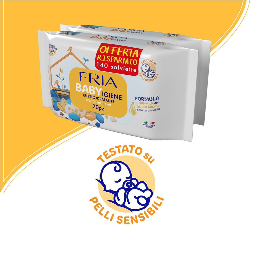 Lingettes humides, paquet de 2 (144 lingettes)