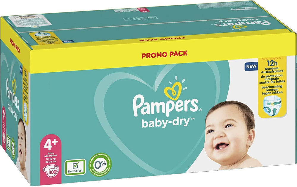 Pampers (version classique), couches pour bébés taille 4+ (10-15 kg), 100 pcs Mère et Enfant Naty Shop