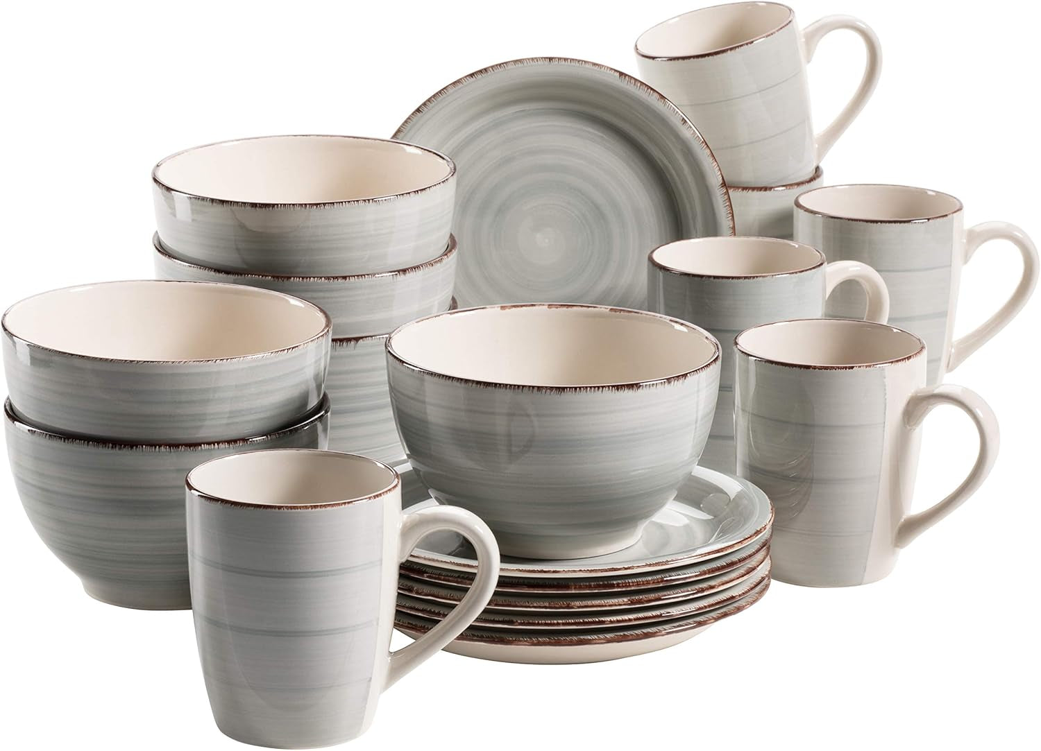 MÄSER 931950 Bel Tempo II serviciu de mic dejun pentru 6 persoane în aspect vintage, ceramică pictată manual Seturi vesela masa Naty Shop Albastru fumuriu