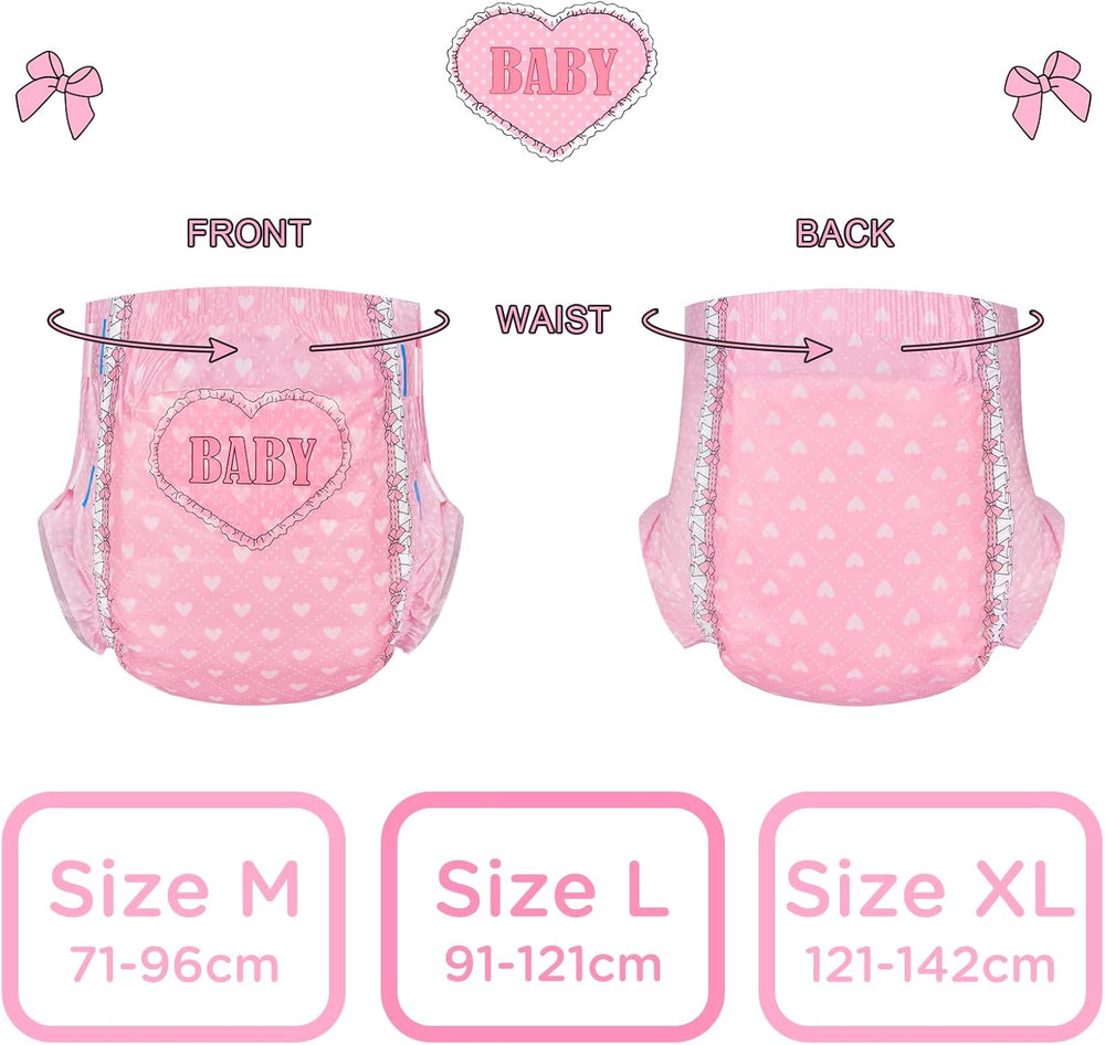 Couches imprimées pour adultes 5500-5800 ml, lot de 2 – Bébé rougissant (M)