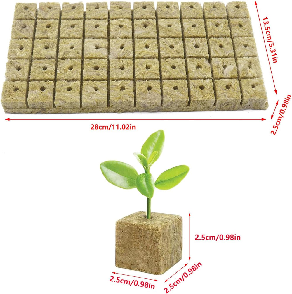 Lot de 50 tapis de culture en laine minérale, cube de laine minérale, isolation en laine minérale, tapis de culture en laine minérale avec ciseaux et gants pour culture hors sol, culture hydroponique et transplantation