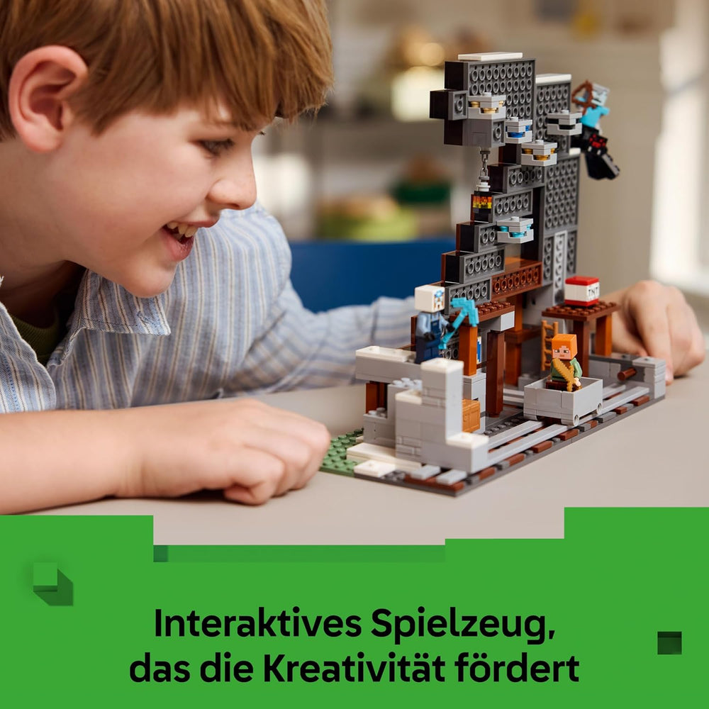 LEGO Minecraft Die Spitzhackenmine - Jeu interactif pour enfants - Figurines Alex, Minenarbeiter et Stray Spinnenreiter - Ensemble de jeux de joueur pour jeunes et filles à partir de 8 ans - 21277