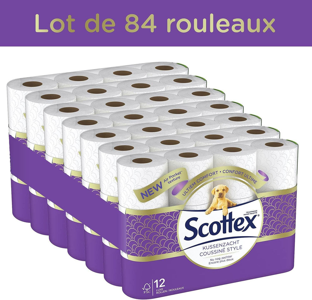 Papier toilette rembourré (12 paquets de 7 rouleaux) - doux et confortable - respectueux de l'environnement - durable