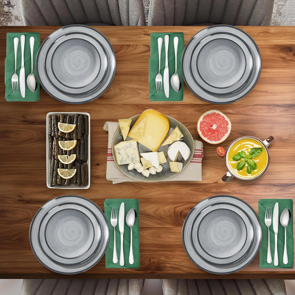 Ensemble de couverts en mélamine, 24 pièces, assiettes de camping pour 4 personnes, couverts d'extérieur et d'intérieur