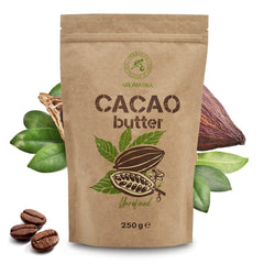 Kakaobutter - 250g - Theobroma Cacao - Raw Cacaobutter - Kakao Butter in Stücken - Kaltgepresst - Unraffiniert - Rein und Naturlich - für Speisen und Hautpflege - Cacao Butter