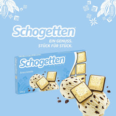 Tablette de chocolat Schogetten Stracciatella 100g, portion individuelle. Un délice. Pièce par pièce.