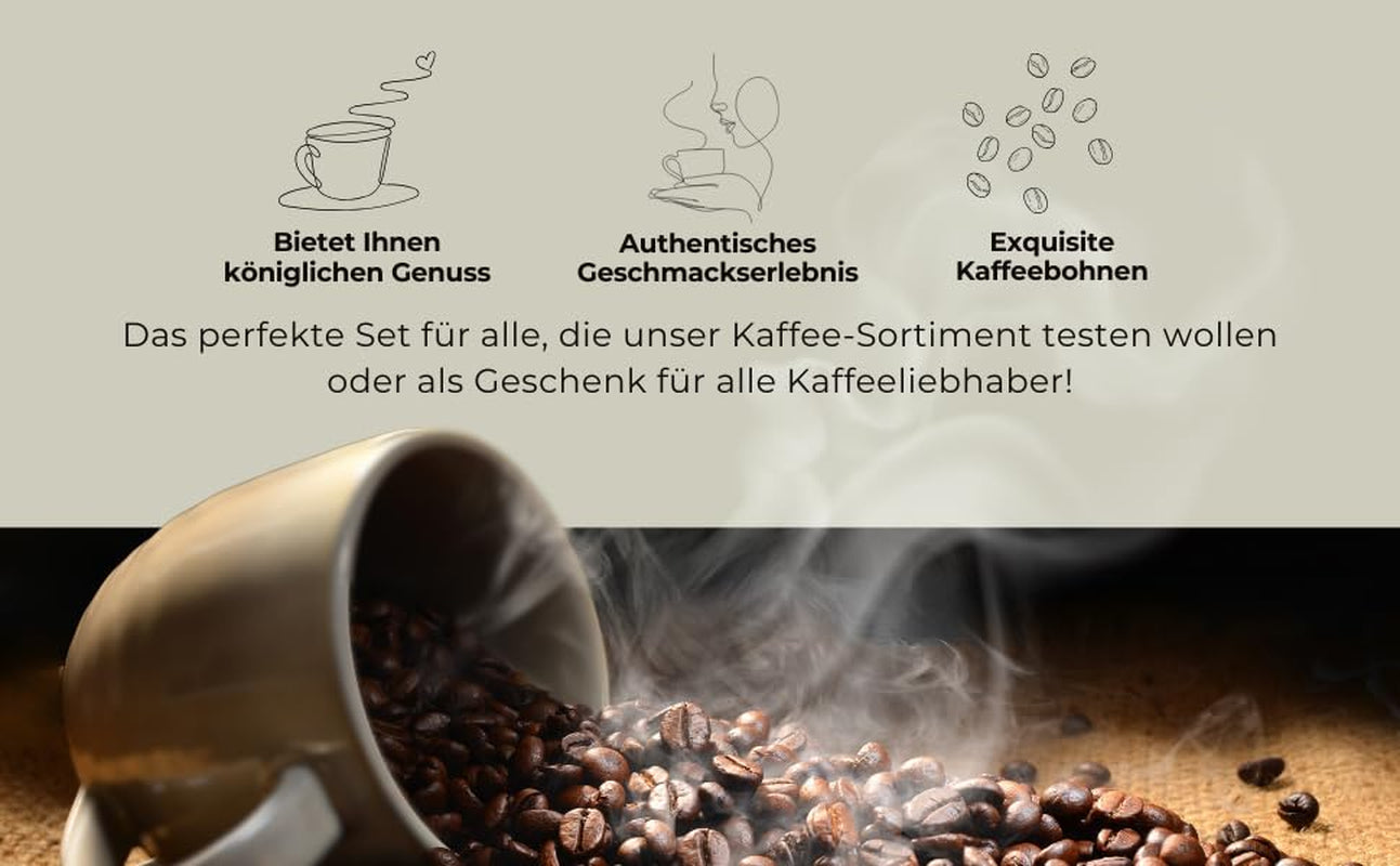 Ensemble Probierset Café et Expresso | Ganze Bohne ou Gemahlen – 6 sortes de café et expresso | Aromatisch & Vollmundig Perfekt zum Testen ou als Geschenk