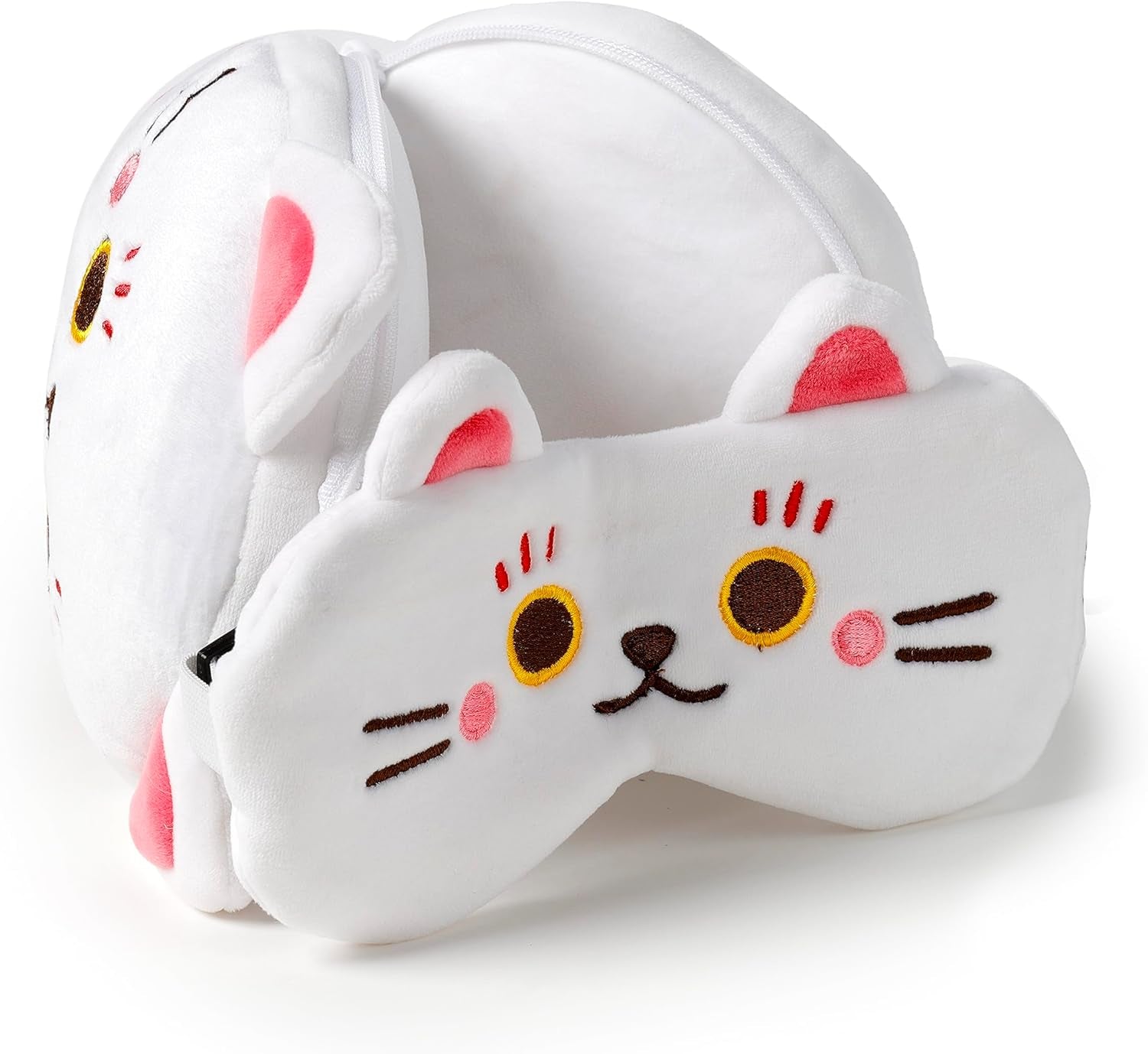Oreiller de voyage avec masque Relaxeazzz - Porte-bonheur chat Maneki Neko Oreillers de voyage Naty Shop