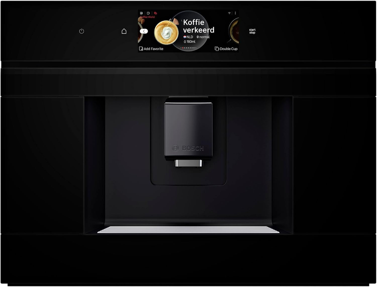 Bosch CTL7181B0, Machine à expresso automatique intelligente intégrée série 8, 45,5 x 59,4 cm, écran tactile TFT, broyeur à entraînement en céramique très silencieux, fonction autonettoyante AutoMilk Clean, réservoir d'eau 2,4 L, noir