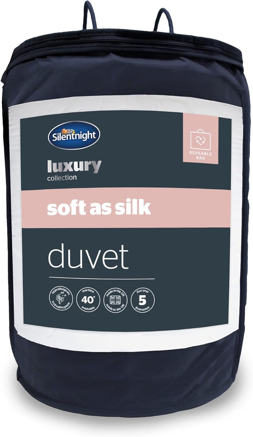 Plapumă Silentnight Soft as Silk, 10.5 tog, pentru paturi duble, alb, microfibră, alb, king size Plapumi si pilote Naty Shop 40X25X25 cm 13.5 Tog