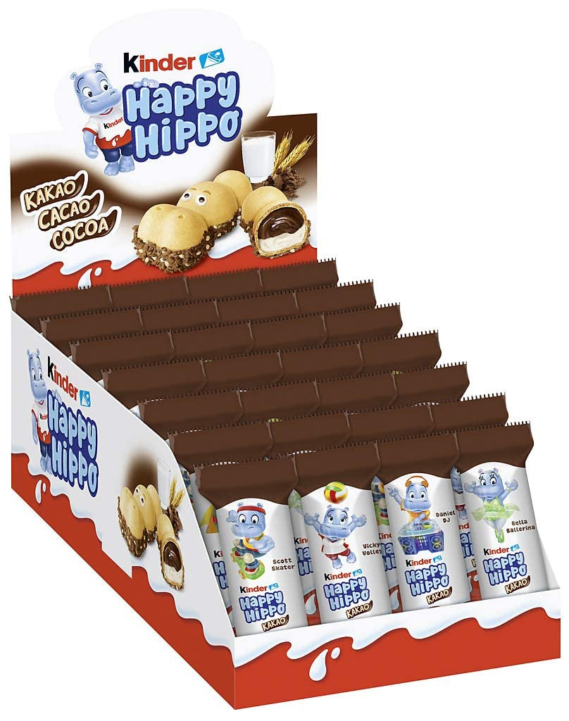 Kinder Happy Hippo Noisette - Spécialité Gaufrettes Croquantes au Lait et Crème de Noisettes - Bonbons Carnaval et Mardi Gras - 1 paquet contenant 5 barres individuelles de 20,7 g chacune