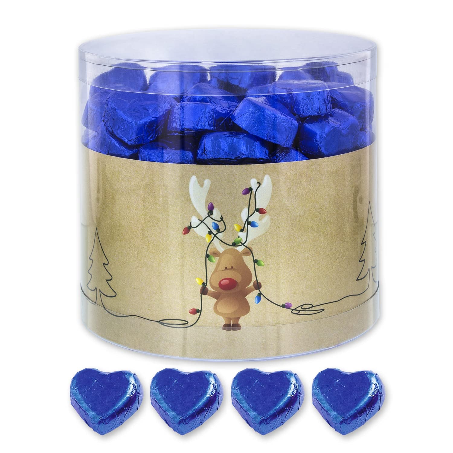 Günthart 150 pièces cœurs en chocolat doré fourrés au nougat, renne | Rudolph le Rouge - Crème de Nougat | Coeurs en chocolat doré | Concours | Coeurs en chocolat doré | Noël (1,2 kg)