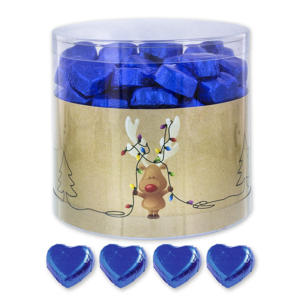 Günthart 150 pièces cœurs en chocolat doré fourrés au nougat, renne | Rudolph le Rouge - Crème de Nougat | Coeurs en chocolat doré | Concours | Coeurs en chocolat doré | Noël (1,2 kg)