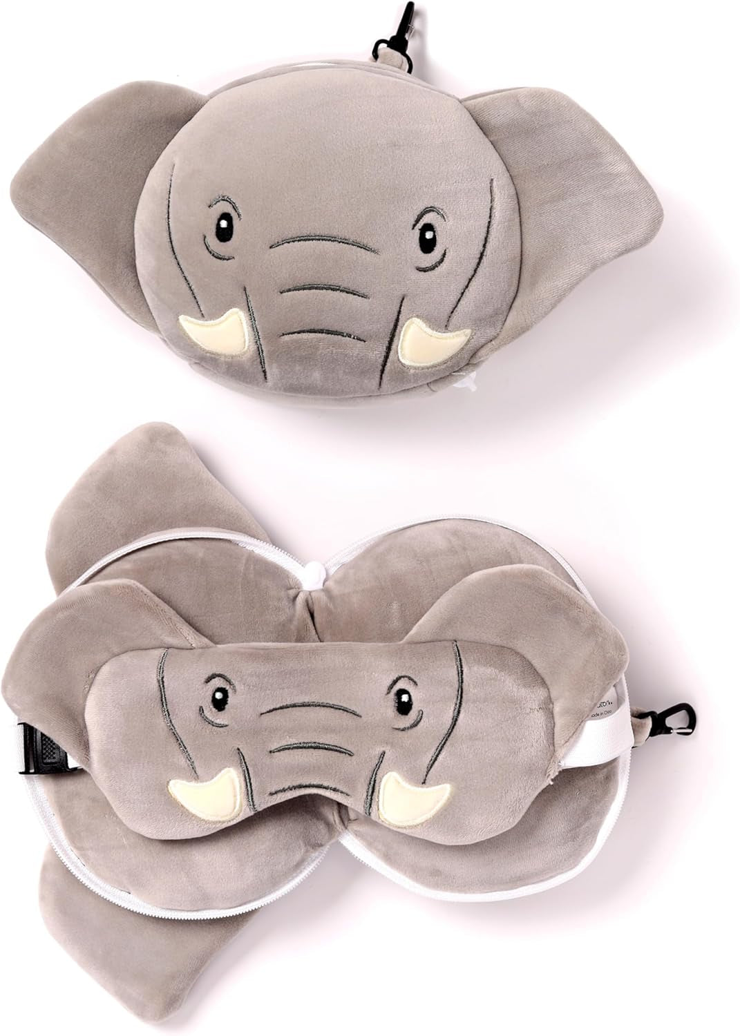 Oreiller de voyage, rond, peluche, éléphant et masque pour les yeux, unisexe, taille unique, unisexe, oreillers de voyage uniques à la taille Naty Shop Titre par défaut