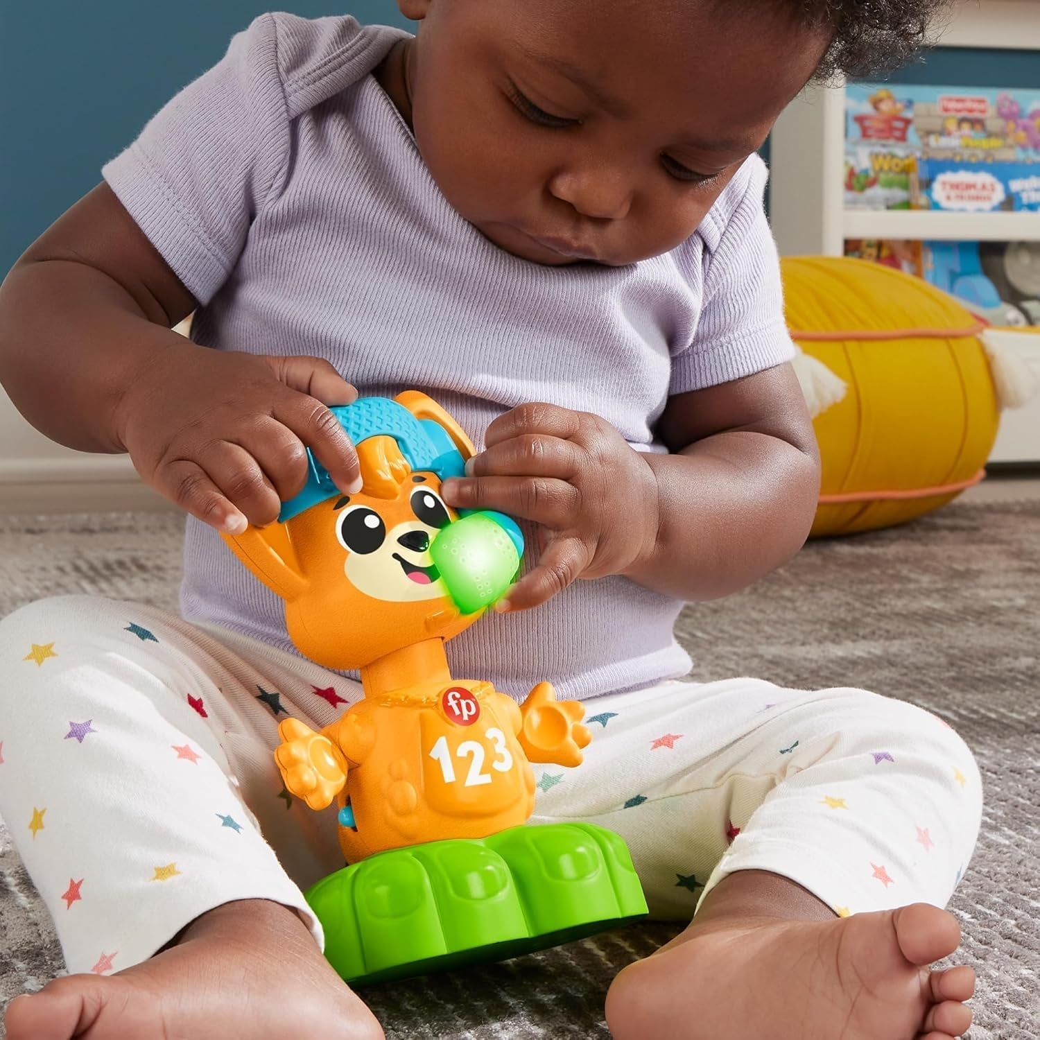 Fisher Price Animal Band Rino vulpea Învață contrariile, vulpe interactivă pentru a învăța prin mișcare, lumini colorate, cântece și sunete, jucărie pentru copii, 9+ luni, HYL02 Jucarii Bebe Naty Shop