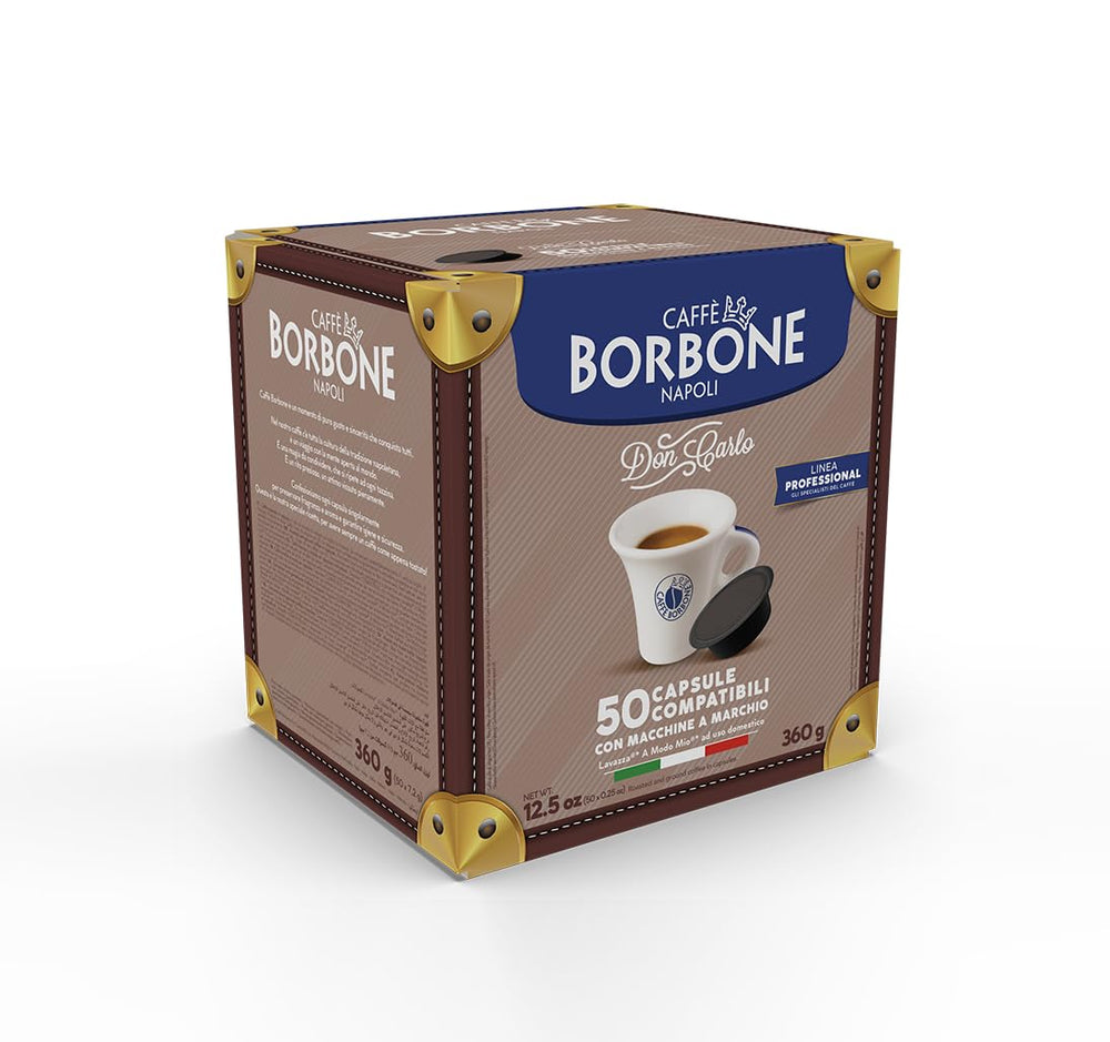 Caffè Borbone Don Carlo Blaue Blend - 50 Kapseln - Compatible avec Lavazza®* A Modo Mio®* Haushalts-Espressomaschinen