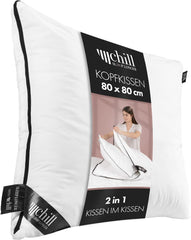 Oreiller 80X80 Cm - Design 2 en 1 - oreiller dans oreiller - grand oreiller de couchage respirant et lavable et 100% vegan - 2 oreillers 3 options - oreiller avec garnissage 600G & 1200G Oreillers standards Naty Shop Oreiller Premium 80 X 80 Cm