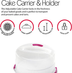 Boîte à gâteaux Metaltex, réglable en hauteur, polypropylène, blanc/transparent, ⌀ 30 cm, réglable en hauteur 8 et 15 cm Boîtes de conservation Naty Shop