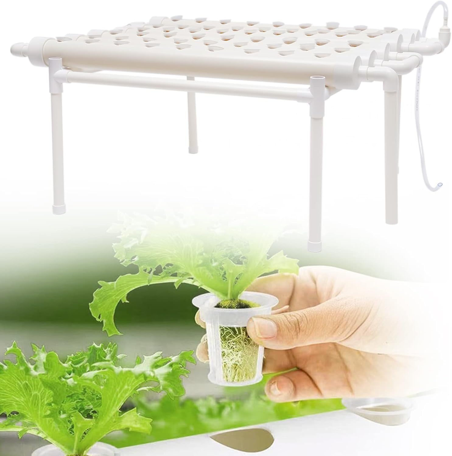 Système hydroponique Kit de culture de plantes hydroponiques et de légumes Système de plantation hydroponique Kit de jardinage Kit d'outils de jardin Sites de culture hydroponique Hydroponisches Anzuchtsystem 54LöCher 6Rohr