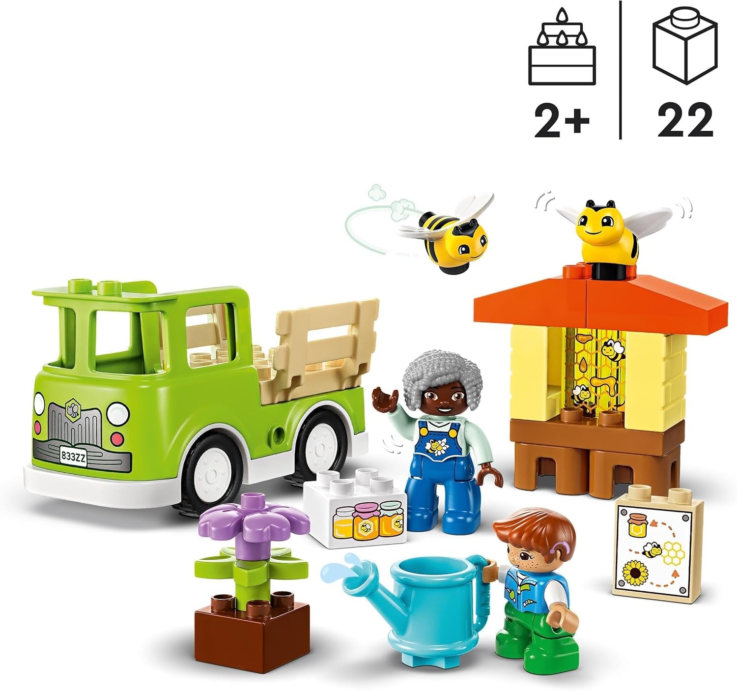 LEGO DUPLO Town L'apiculture et les ruches, jouet éducatif pour les tout-petits avec 2 figurines et un camion mobile, ensemble de construction et de reconstruction, jouet pour les tout-petits à partir de 2 ans 10419 Sets de construction Besuche den LEGO-Store
