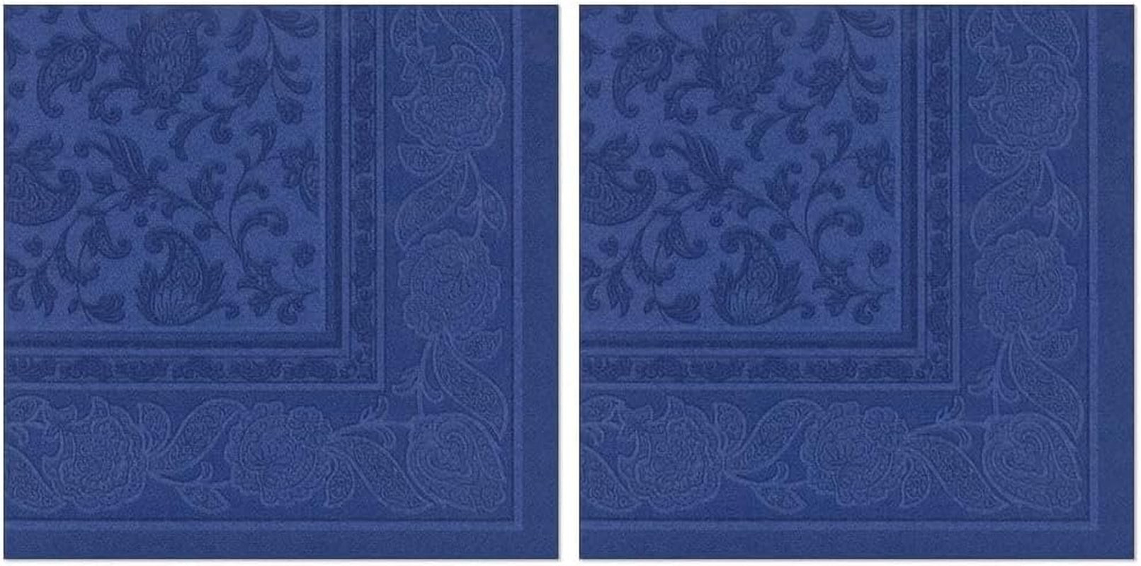 50 serviettes "Collection ROYAL" pli 1/4 40 Cm X 40 Cm bleu foncé "Ornements"