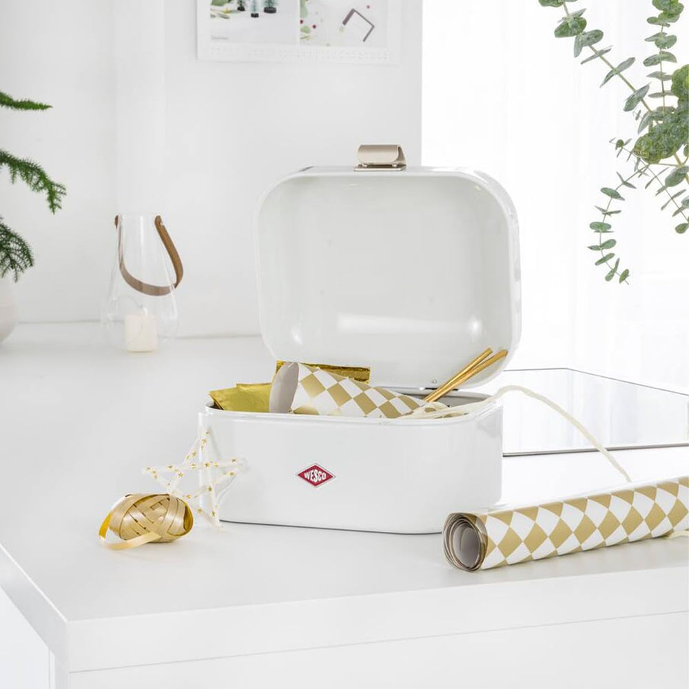 WESCO Boîte à pain simple Grandy en vert menthe, tôle d'acier enduite de poudre, trous d'aération et poignée robuste, boîtes de conservation des aliments Naty Shop