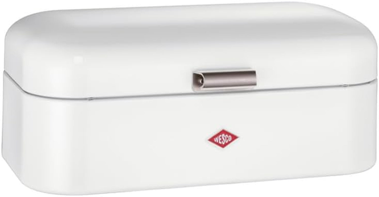 Wesco Grandy Boîte à pain de couleur noir mat, tôle d'acier revêtue de poudre, trous d'aération et poignée robuste, boîtes de conservation des aliments Naty Shop Blanc