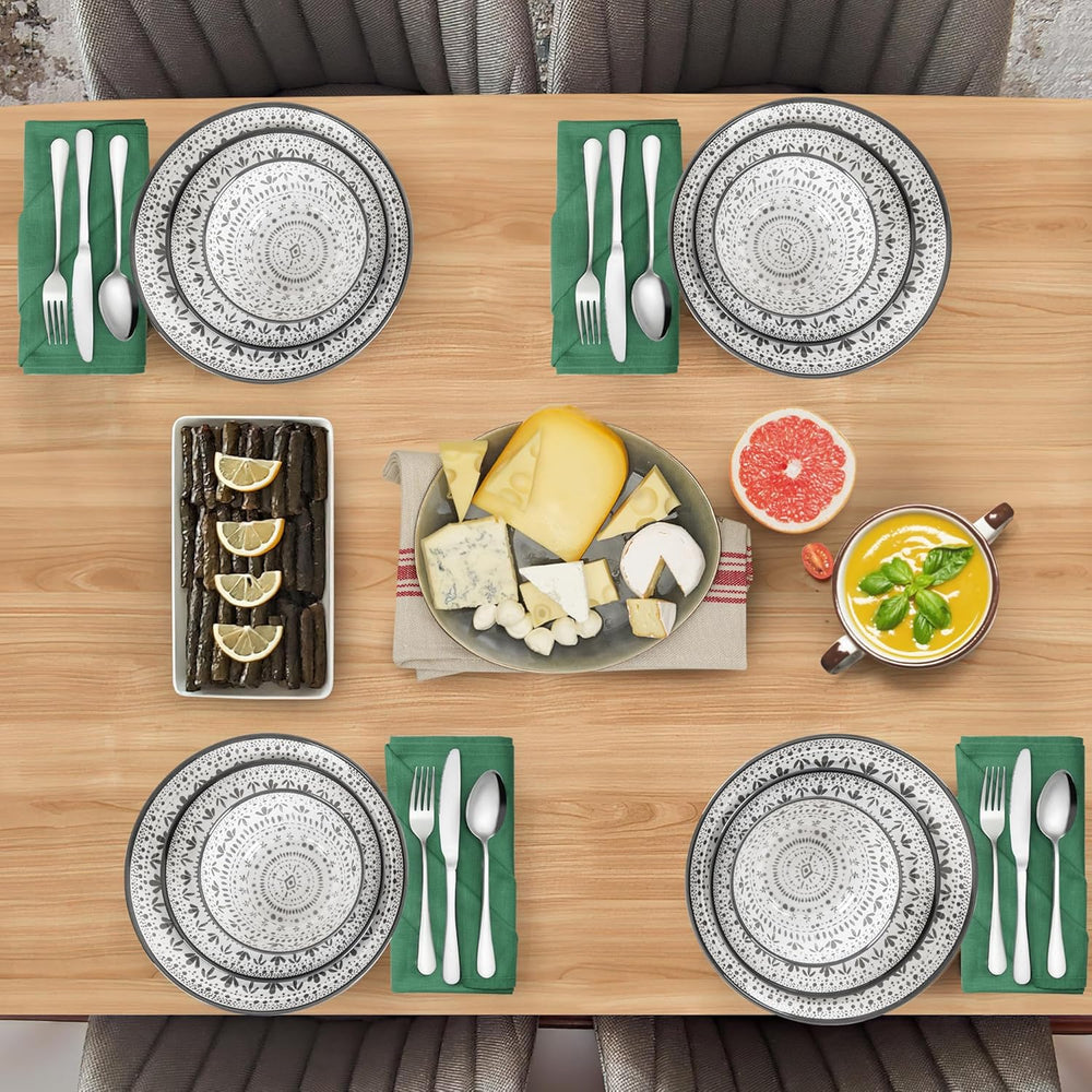 Ensemble de couverts en mélamine 24 pièces, ensemble d'assiettes et de vaisselle de Camping pour 4 personnes, pour les voyages et l'extérieur