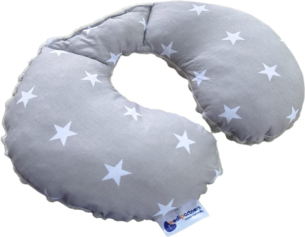 Medi Partners Oreiller cervical pour bébé Support de nuque 100% coton / minky Oreiller cervical pour voiture poussette Voyage sommeil Oreiller cervical snooze roll (REH avec Minky gris) Oreillers orthopédiques cervicaux Naty Shop Stars avec minky gris