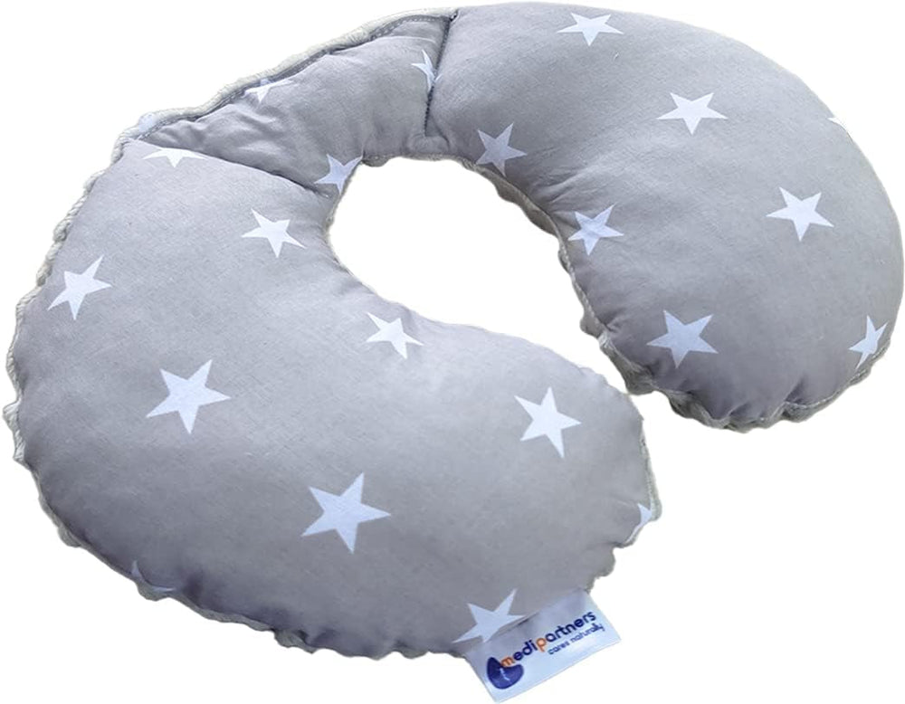 Medi Partners Oreiller cervical pour bébé Support de nuque 100% coton / minky Oreiller cervical pour voiture poussette Voyage sommeil Oreiller cervical snooze roll (REH avec Minky gris) Oreillers orthopédiques cervicaux Naty Shop Stars avec minky gris
