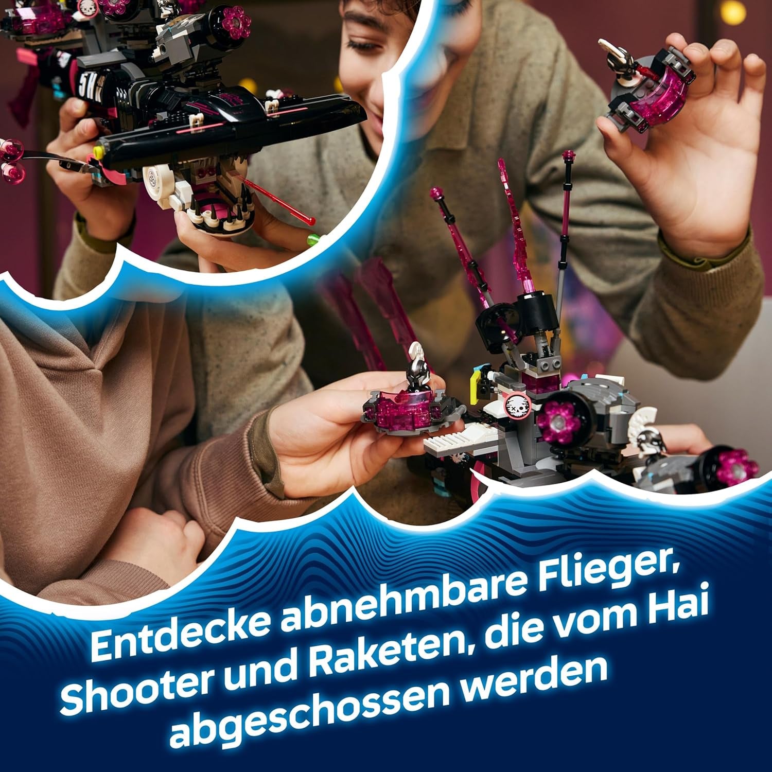 LEGO DREAMZzz Albtraumhai-U-Boot - Ensemble modulaire avec 2 Baumöglichkeiten, 2 abnehmbaren Fluggeräten et 5 Minifiguren, inkl. Mateo et Astrid - Cadeau pour filles et garçons à partir de 9 ans - 71500