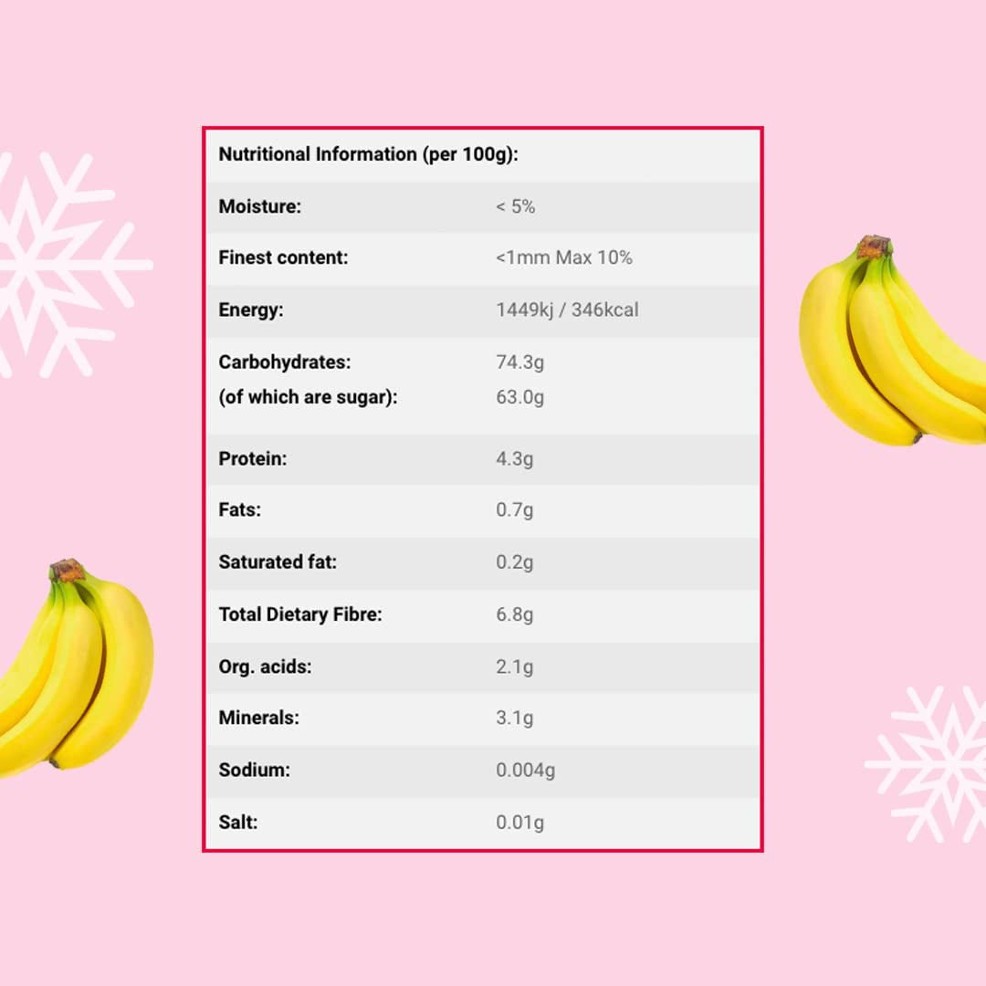 Tranches de banane lyophilisées 100g - chips de banane lyophilisées - fruits secs lyophilisés - tranches de banane séchées pour décoration, snacks, smoothies et desserts Produits déshydratés Naty Shop