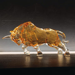 FengShui Wall Street Bull Statue Acrylique Bull Figurine Sculpture Home Office Desk Ornement Décoratif 21,6 cm L (Ambre) Statuettes et sculptures Naty Shop Titre par défaut