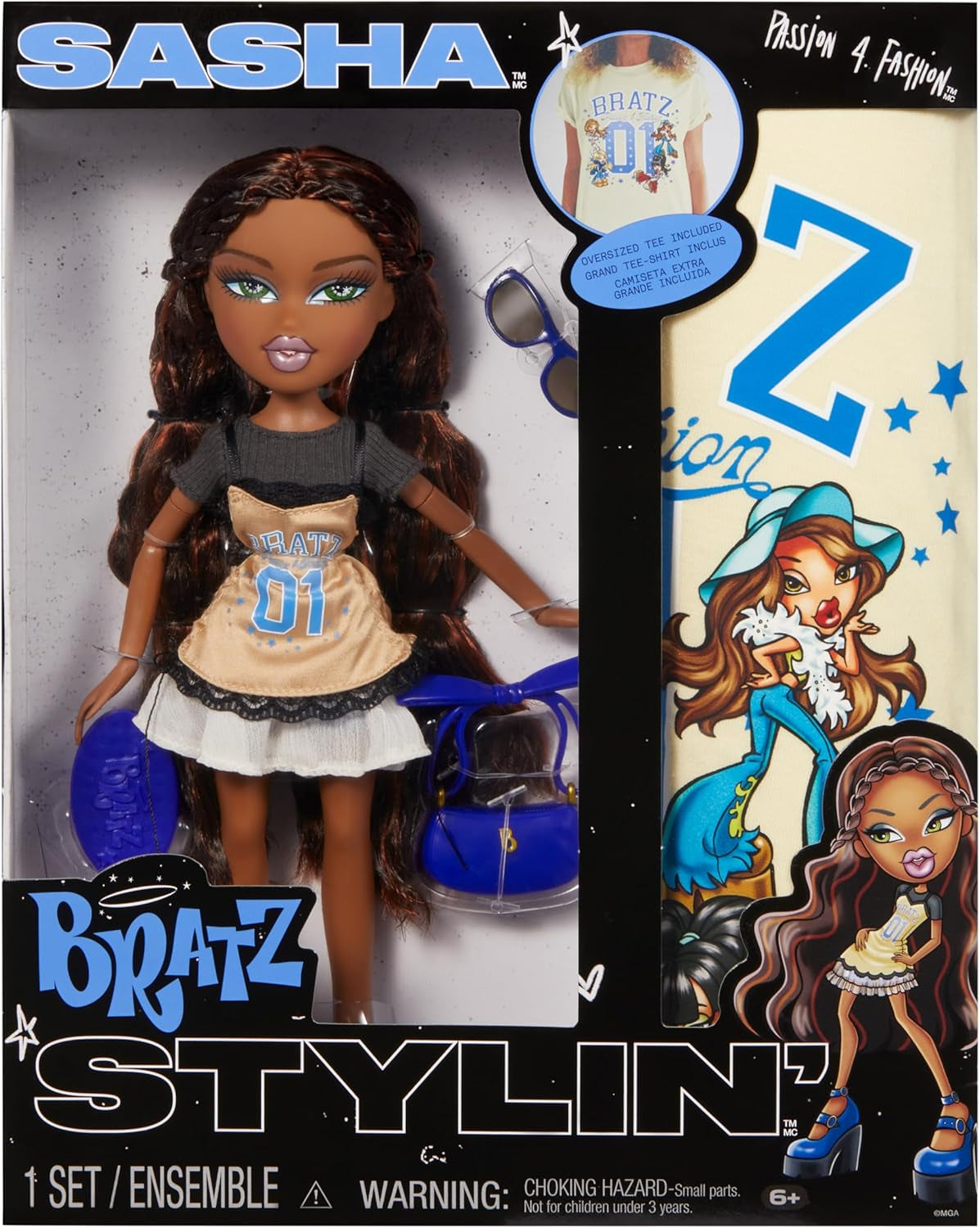Bratz Stylin' Jade - Modepuppe mit T-Shirt um Gestalten für Dich, y compris les accessoires, Niedliches Spielzeug für Mädchen