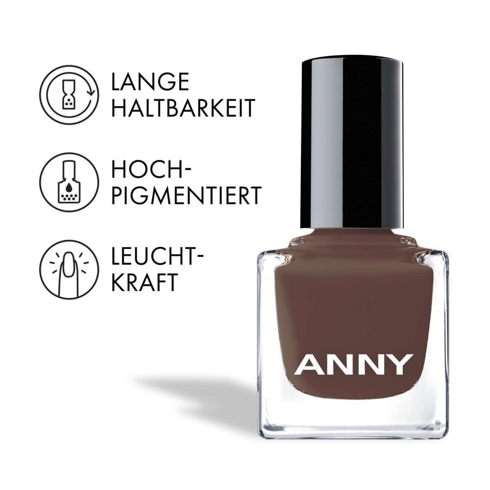 ANNY Vernis à ongles - Vernis à ongles coloré de haute qualité, longue durée, résistant aux éclats et à séchage rapide, couleur : rouge sœur - marron moka élégant - 15 ml