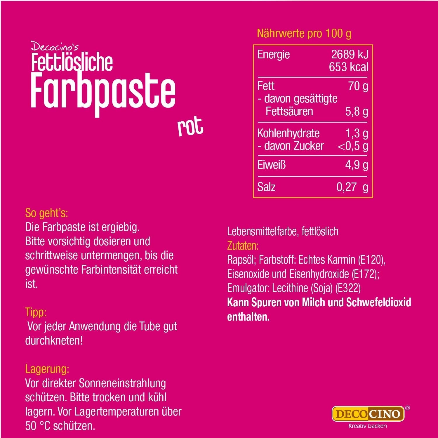 DECOCINO Pâte colorante liposoluble Rouge - 15 g - Colorant alimentaire à base d'huile, idéal pour colorer le chocolat, la crème au beurre, le fondant ou la pâte à biscuits (Pack de 3)