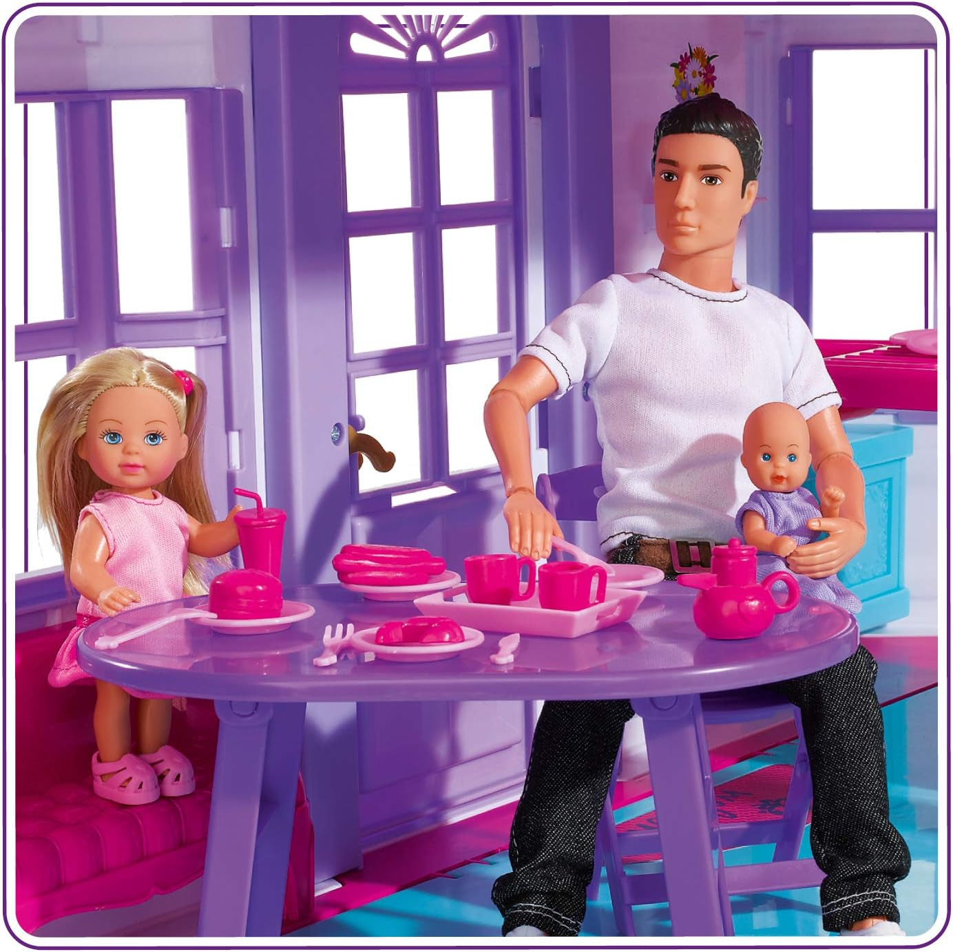 Simba 104661996 - Steffi Love Dreamhouse, grande maison de jeu, 4 pièces, sans marionnettes, 84 cm de haut, deux étages, cloche fonctionnelle, maisons de poupées pliables Naty Shop