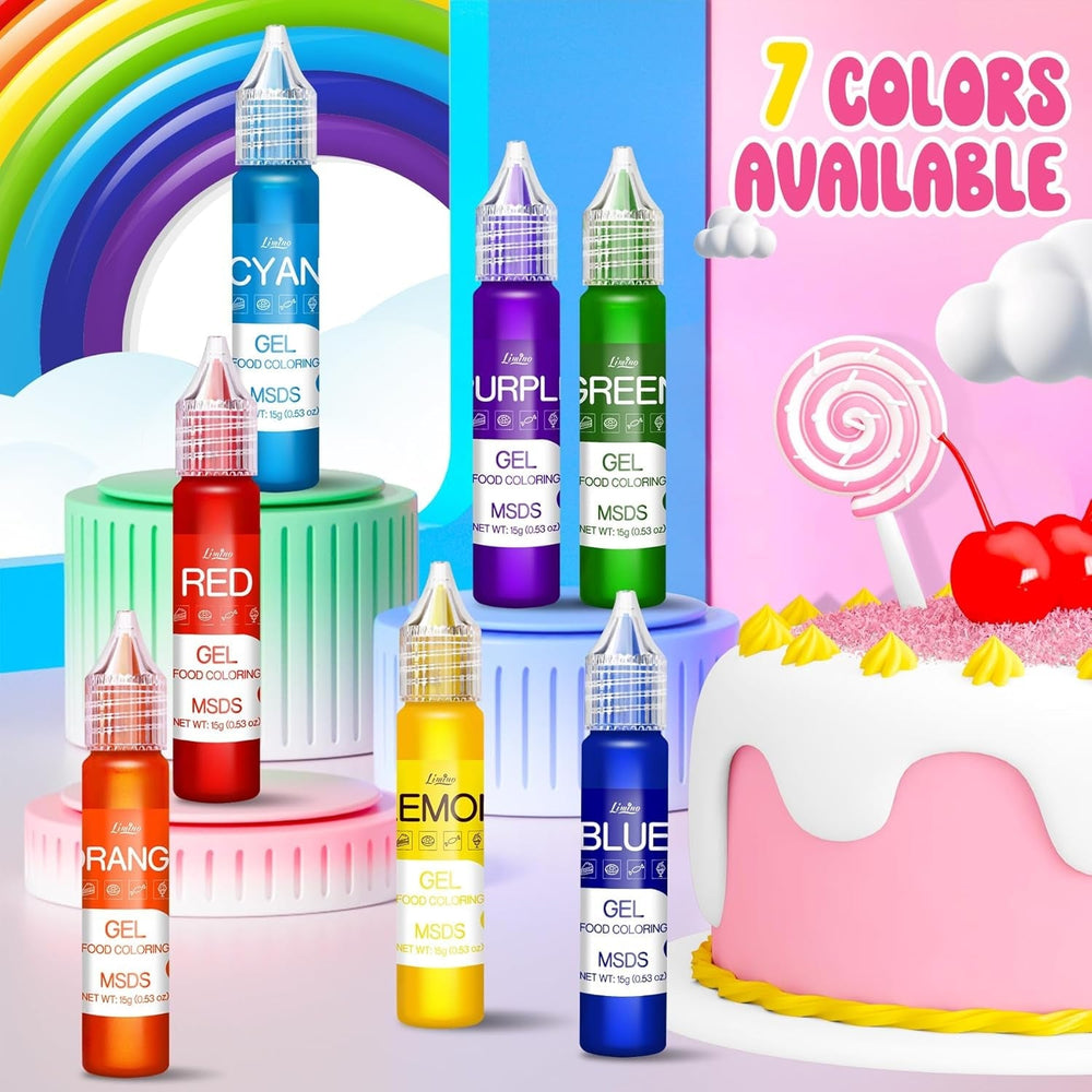Colorant alimentaire en gel - Colorant alimentaire arc-en-ciel pour gâteaux, pâtisseries, biscuits, macarons - Colorant alimentaire concentré sans sucre pour décorer gâteaux, boissons, œufs de Pâques, slime - 15 g chacun